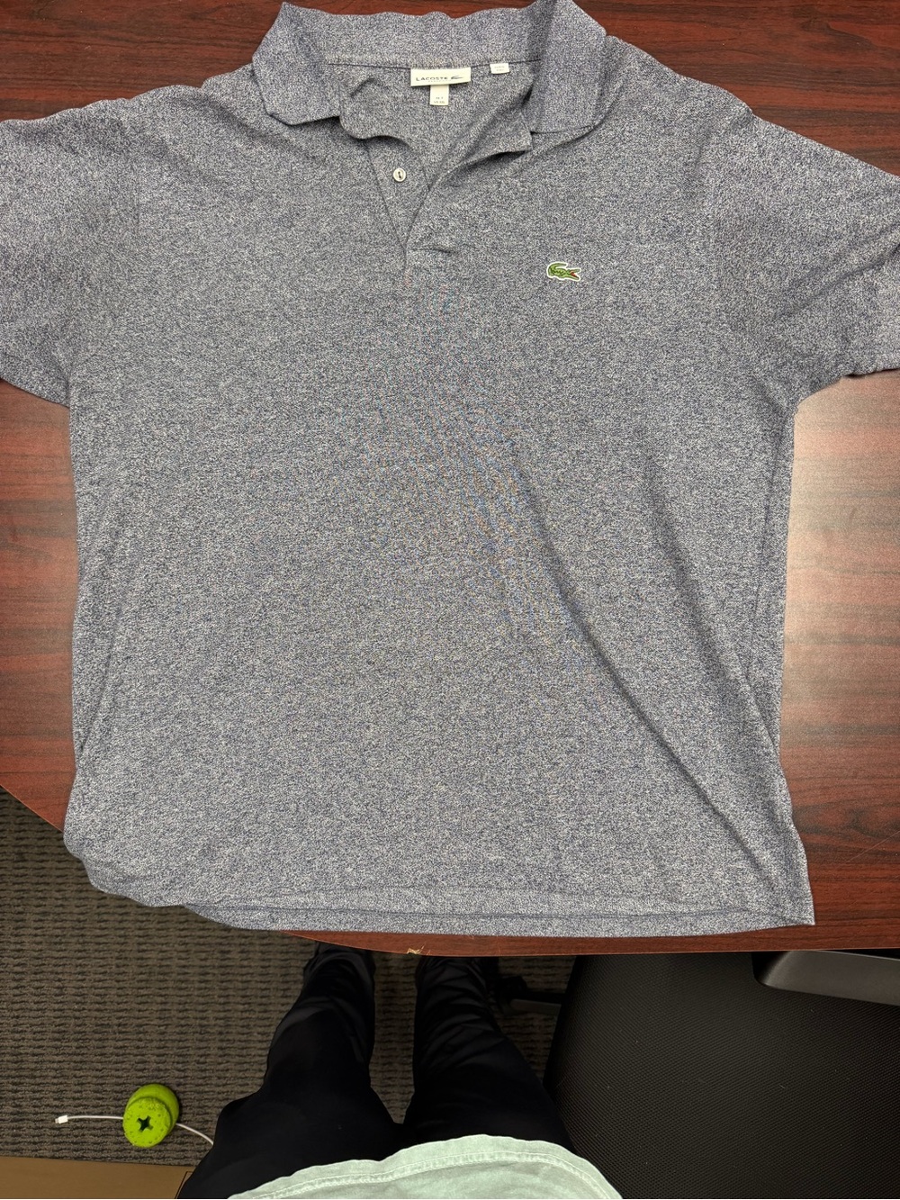 Lacoste Men’s Heather Navy-Gray Polo with Green Crocodile